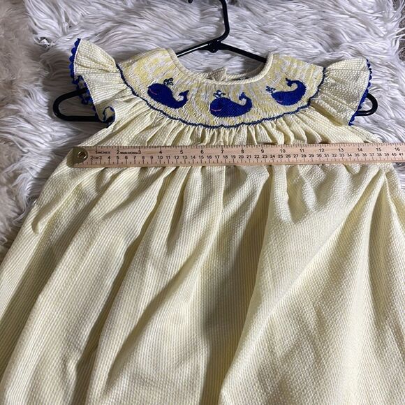 Born to be Sassy Dress girls Sz 7 T embroidered seersucker ruffle sleeve cotton - Picture 9 of 11